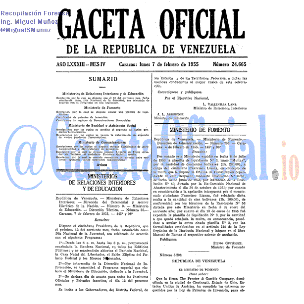 Gaceta Oficial 24665 del 7 Febrero 1955