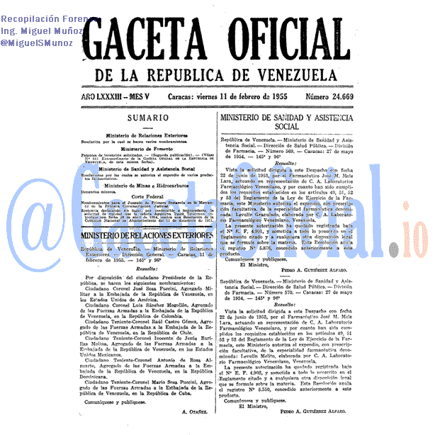 Gaceta Oficial 24669 del 11 Febrero 1955