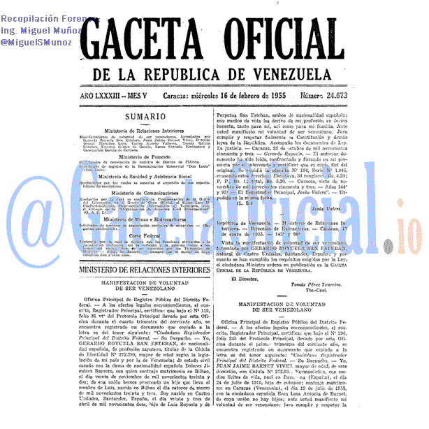 Gaceta Oficial 24673 del 16 Febrero 1955