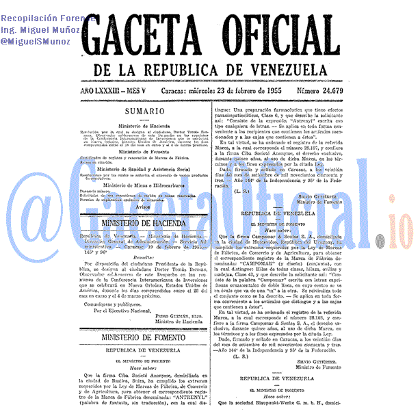 Gaceta Oficial 24679 del 23 Febrero 1955