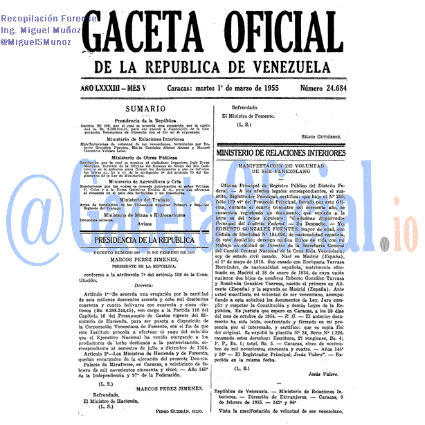 Gaceta Oficial 24684 del 1 Marzo 1955