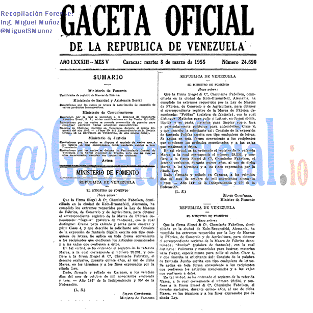 Gaceta Oficial 24690 del 8 Marzo 1955