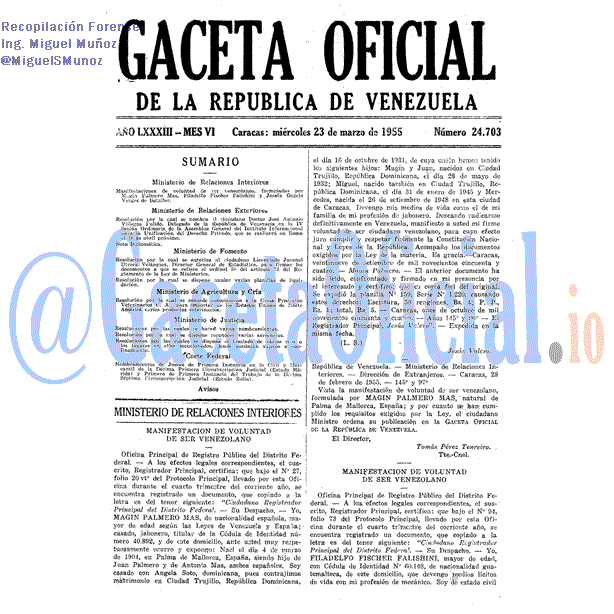 Gaceta Oficial 24703 del 23 Marzo 1955