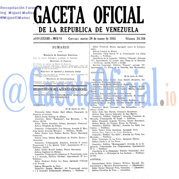 Gaceta Oficial 24708 del 29 Marzo 1955
