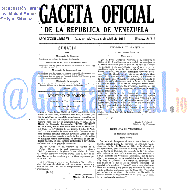 Gaceta Oficial 24715 del 6 Abril 1955