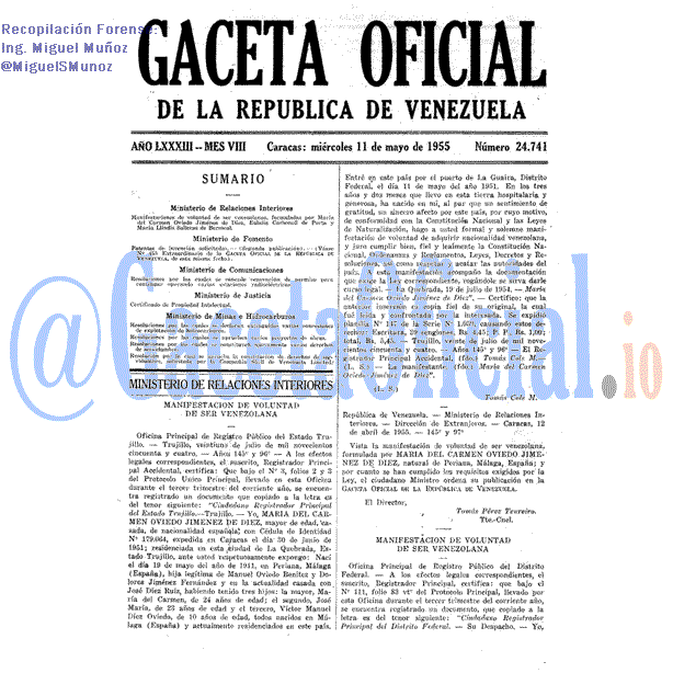 Gaceta Oficial 24741 del 11 Mayo 1955