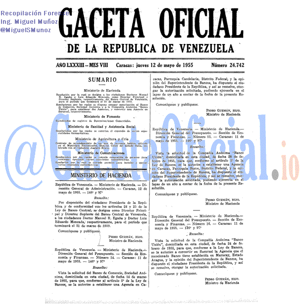 Gaceta Oficial 24742 del 12 Mayo 1955
