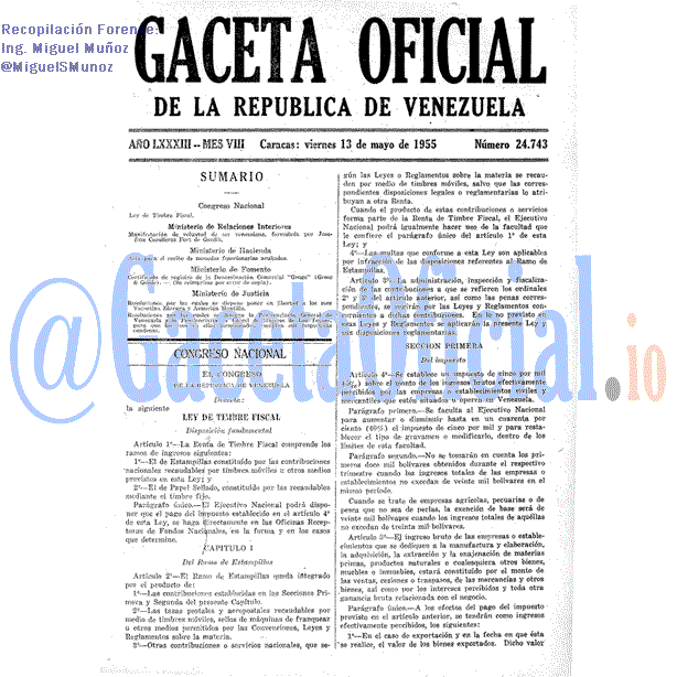 Gaceta Oficial 24743 del 13 Mayo 1955