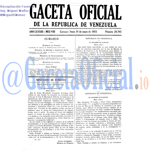 Gaceta Oficial 24745 del 16 Mayo 1955