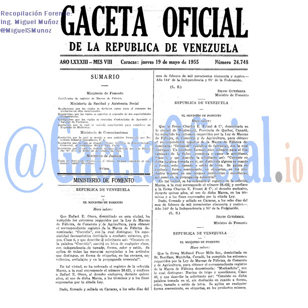 Gaceta Oficial 24748 del 19 Mayo 1955