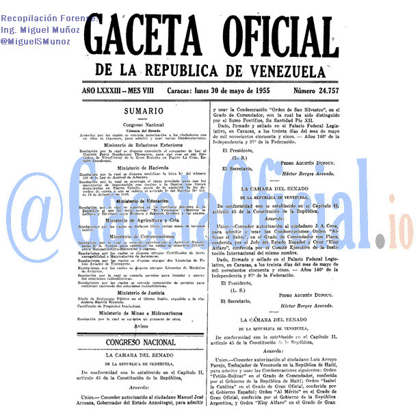 Gaceta Oficial 24757 del 30 Mayo 1955