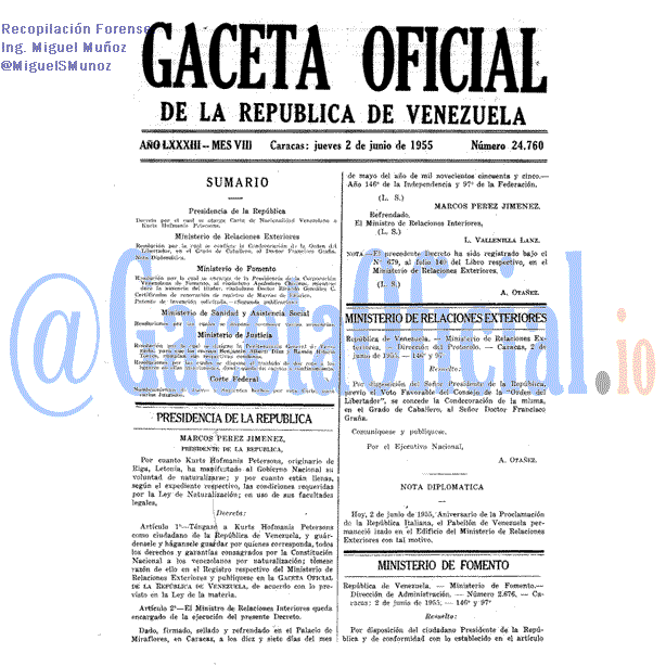 Gaceta Oficial 24760 del 2 Junio 1955