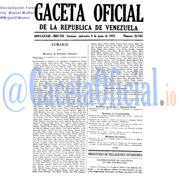 Gaceta Oficial 24765 del 8 Junio 1955