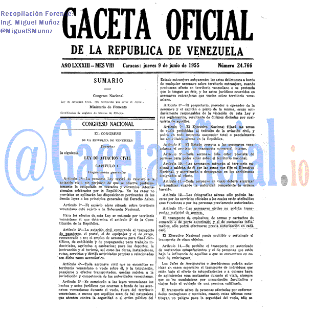 Gaceta Oficial 24766 del 9 Junio 1955