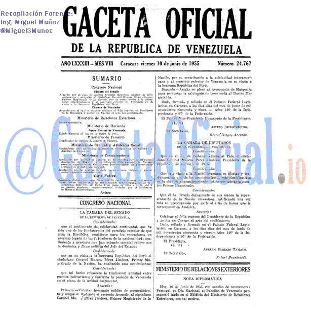 Gaceta Oficial 24767 del 10 Junio 1955