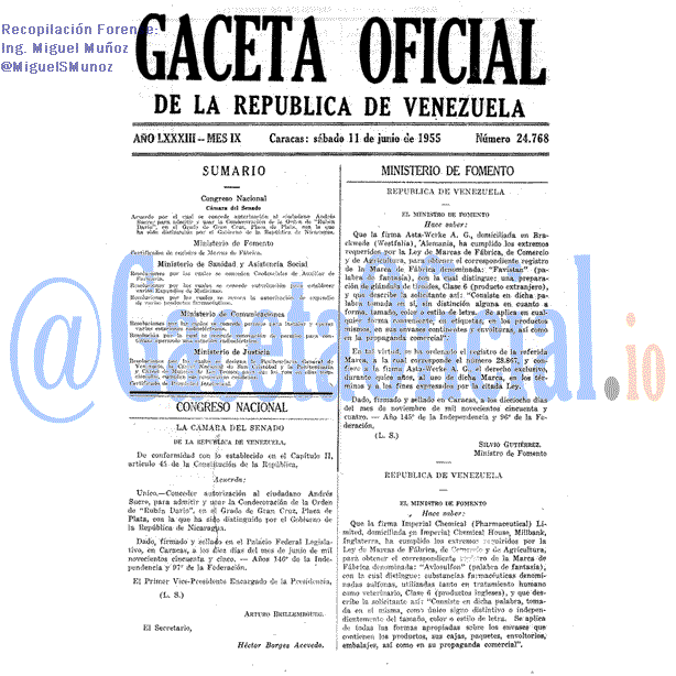 Gaceta Oficial 24768 del 11 Junio 1955