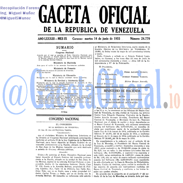 Gaceta Oficial 24770 del 14 Junio 1955