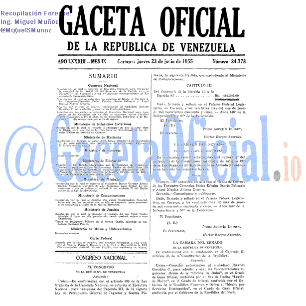 Gaceta Oficial 24778 del 23 Junio 1955