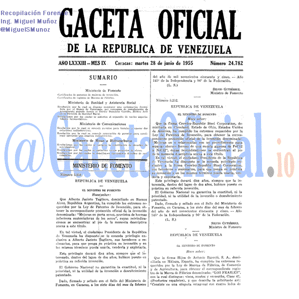 Gaceta Oficial 24782 del 28 Junio 1955