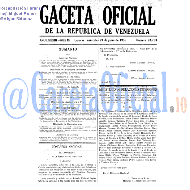 Gaceta Oficial 24783 del 29 Junio 1955