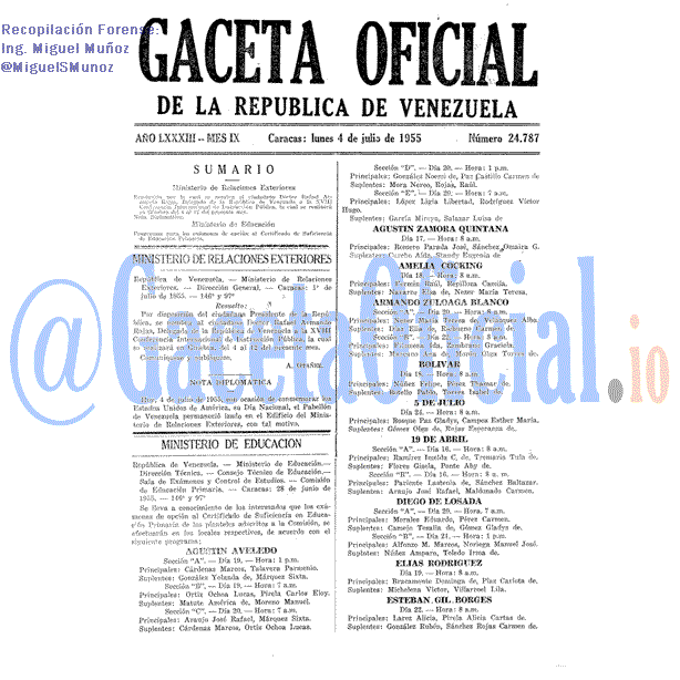 Gaceta Oficial 24787 del 4 Julio 1955