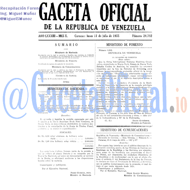 Gaceta Oficial 24792 del 11 Julio 1955