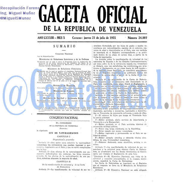 Gaceta Oficial 24801 del 21 Julio 1955