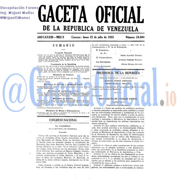 Gaceta Oficial 24804 del 25 Julio 1955