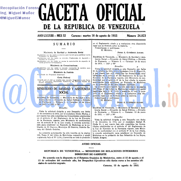 Gaceta Oficial 24823 del 16 Agosto 1955