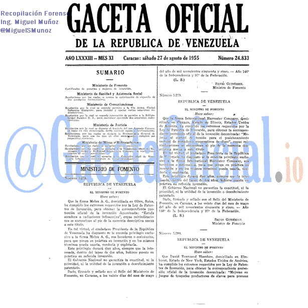 Gaceta Oficial 24833 del 27 Agosto 1955