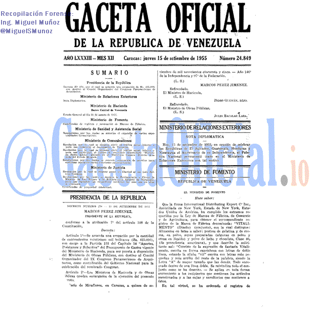 Gaceta Oficial 24849 del 15 Septiembre 1955