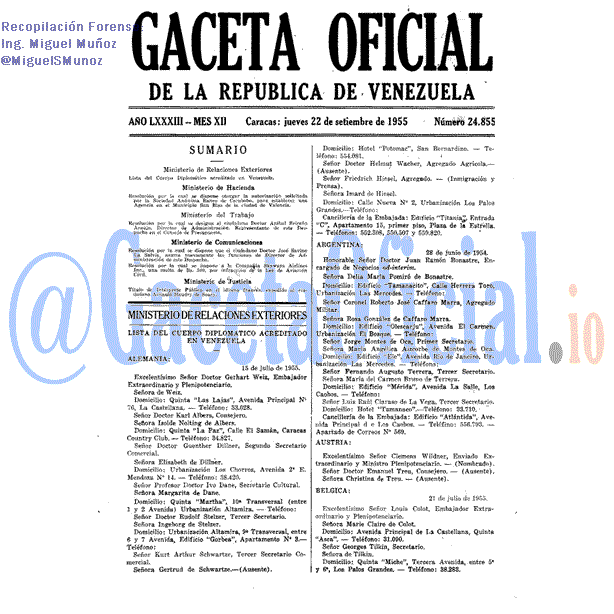 Gaceta Oficial 24855 del 22 Septiembre 1955