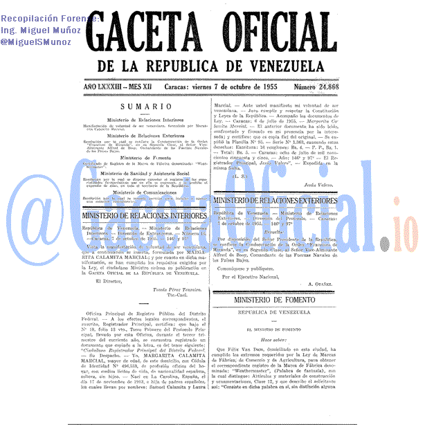 Gaceta Oficial 24868 del 7 Octubre 1955