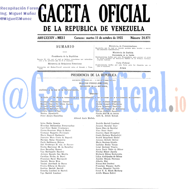 Gaceta Oficial 24871 del 11 Octubre 1955