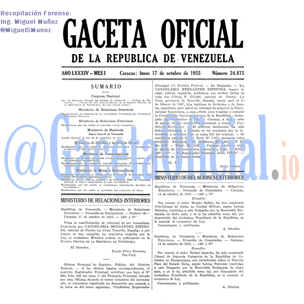 Gaceta Oficial 24875 del 17 Octubre 1955