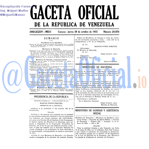 Gaceta Oficial 24878 del 20 Octubre 1955