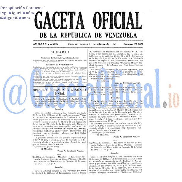 Gaceta Oficial 24879 del 21 Octubre 1955