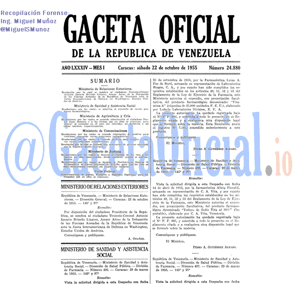 Gaceta Oficial 24880 del 22 Octubre 1955