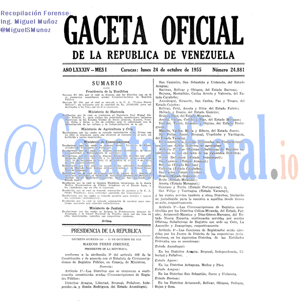 Gaceta Oficial 24881 del 24 Octubre 1955
