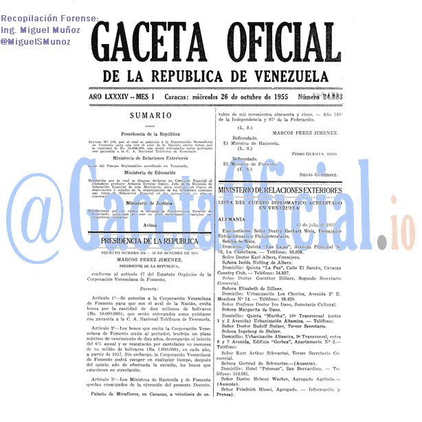 Gaceta Oficial 24883 del 26 Octubre 1955