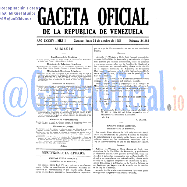 Gaceta Oficial 24887 del 31 Octubre 1955