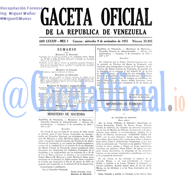 Gaceta Oficial 24895 del 9 Noviembre 1955
