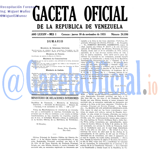 Gaceta Oficial 24896 del 10 Noviembre 1955