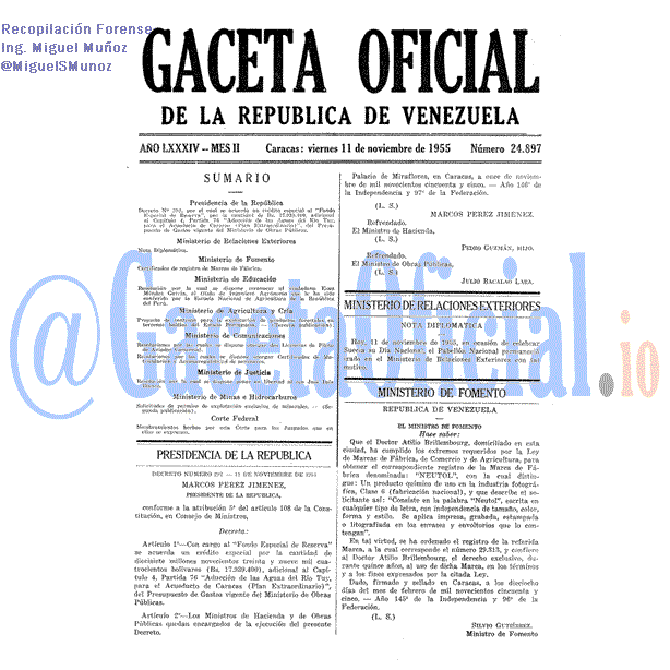 Gaceta Oficial 24897 del 11 Noviembre 1955