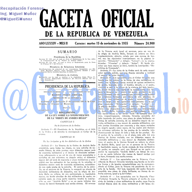 Gaceta Oficial 24900 del 15 Noviembre 1955