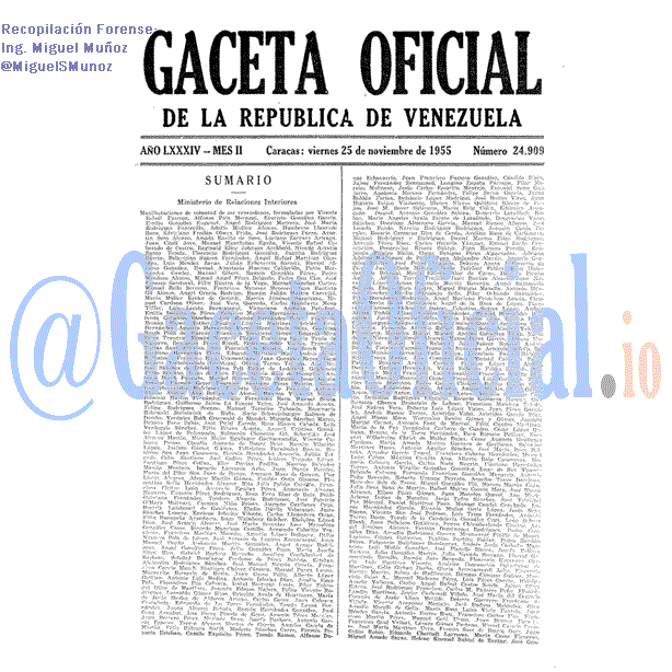 Gaceta Oficial 24909 del 25 Noviembre 1955
