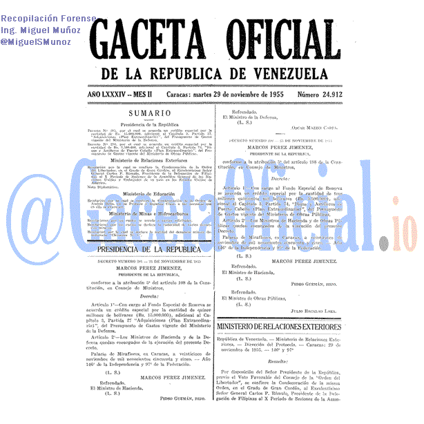 Gaceta Oficial 24912 del 29 Noviembre 1955