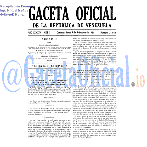 Gaceta Oficial 24917 del 5 Diciembre 1955