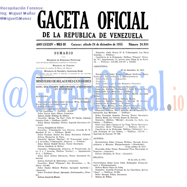 Gaceta Oficial 24934 del 24 Diciembre 1955