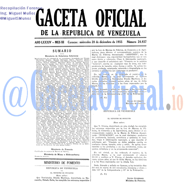 Gaceta Oficial 24937 del 28 Diciembre 1955